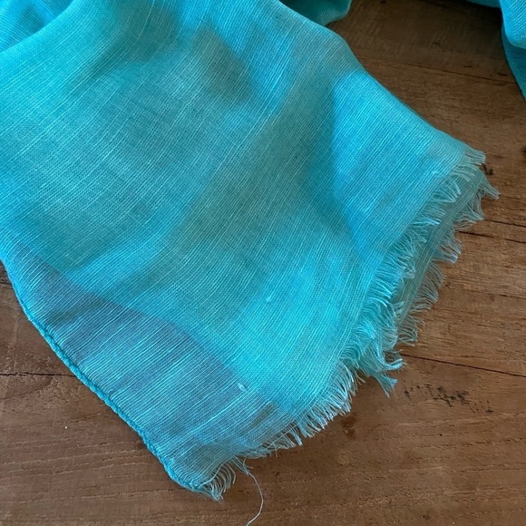 Turquoise Super Soft Fringed Scarf Wrap Shawl - 28 Very large and super light turquoise scarf